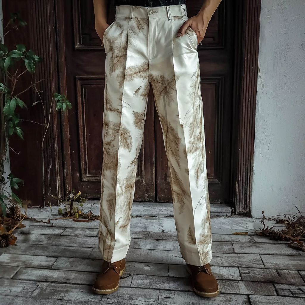 Python × fallen leaves Luxury Men's Unique Fashion Casual Suit Pants High Elasticity