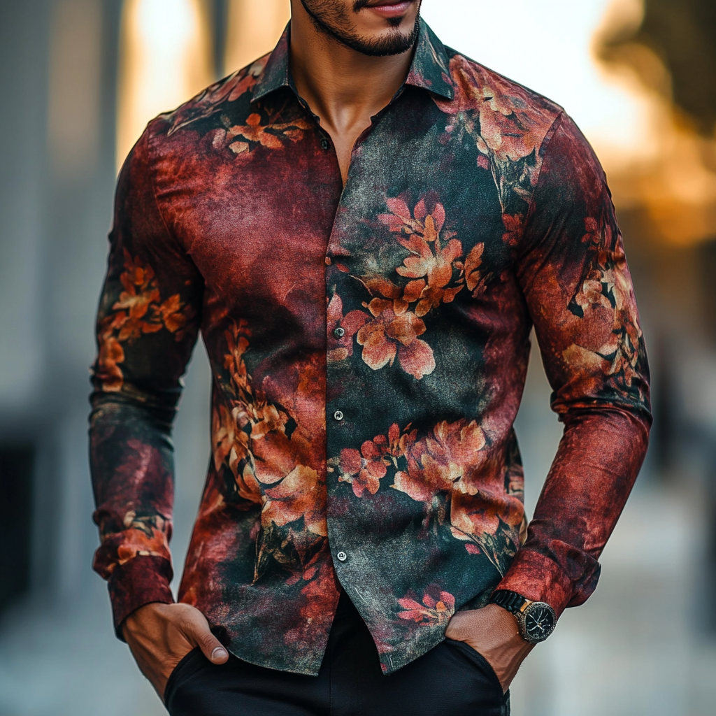 Business classic Gradient high quality versatile men's fashion suit long-sleeved shirt