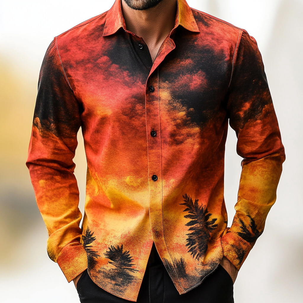 Business classic Gradient high quality versatile men's fashion suit long-sleeved shirt
