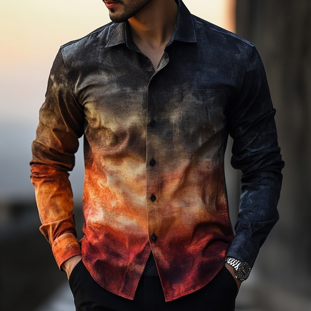 Business classic Gradient high quality versatile men's fashion suit long-sleeved shirt