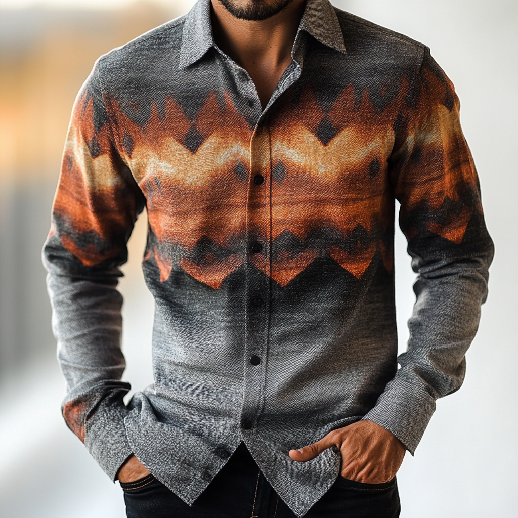 Business classic Gradient high quality versatile men's fashion suit long-sleeved shirt