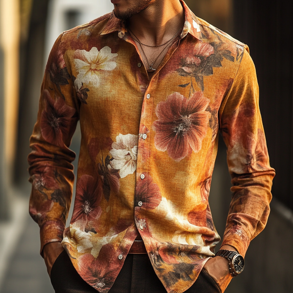 Business classic Gradient high quality versatile men's fashion suit long-sleeved shirt