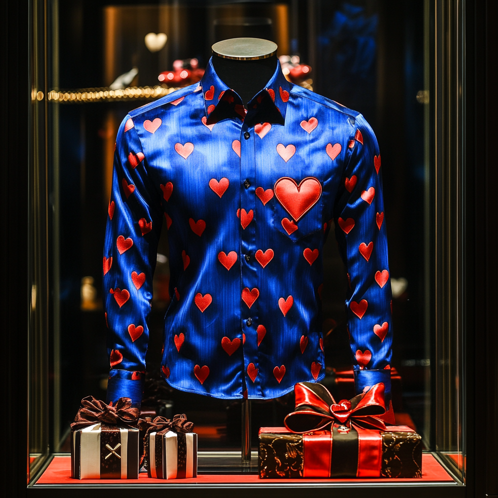 Men's Silk Valentine's Day Luxury Casual Long Sleeve Shirt