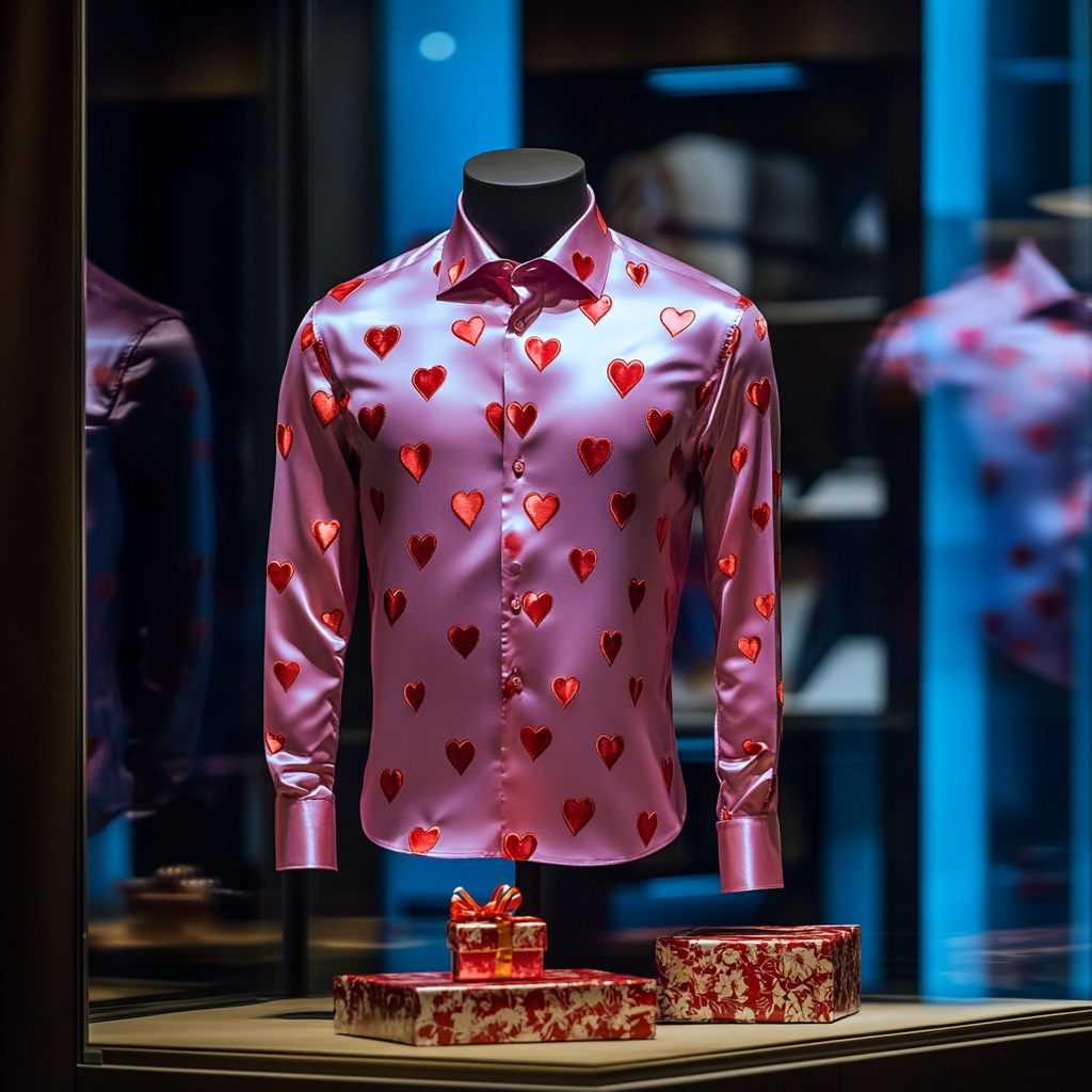 Men's Silk Valentine's Day Luxury Casual Long Sleeve Shirt