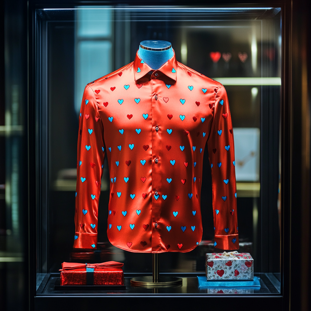 Men's Silk Valentine's Day Luxury Casual Long Sleeve Shirt
