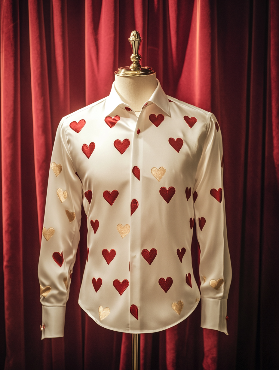 Men's Silk Valentine's Day Luxury Casual Long Sleeve Shirt