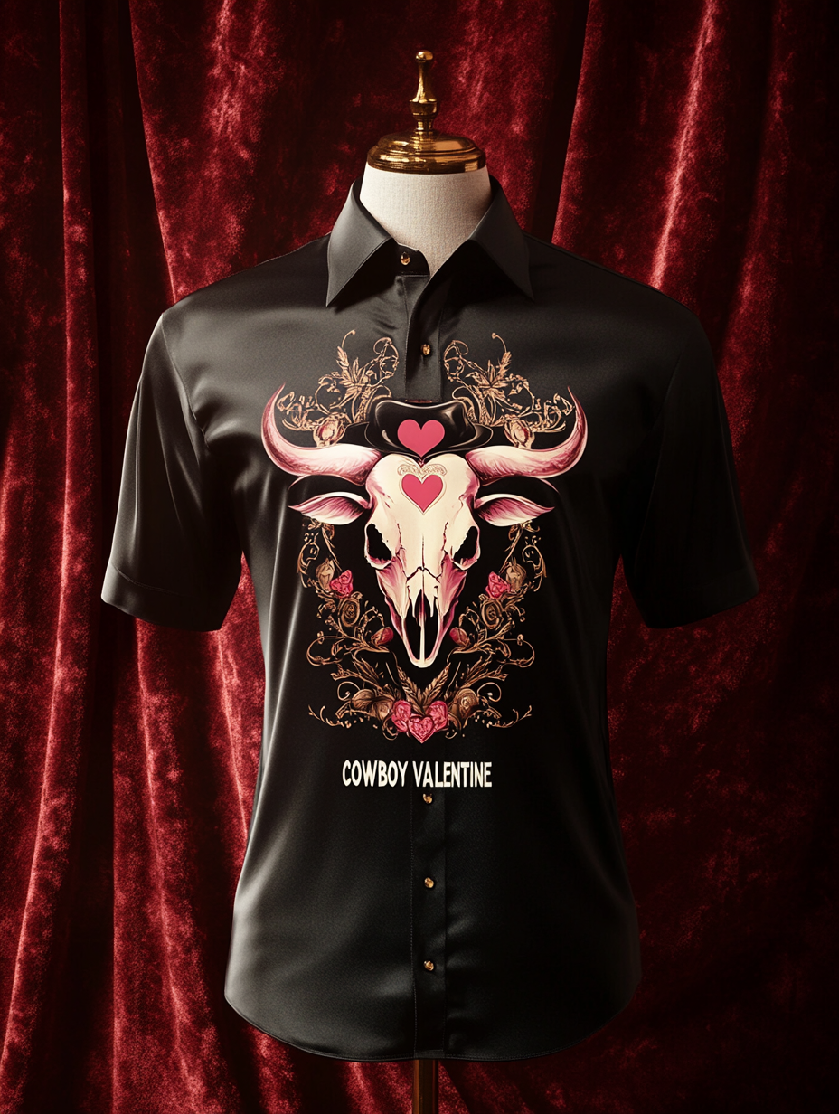 Men's Silk Valentine's Day Luxury Casual Short Sleeve Shirt