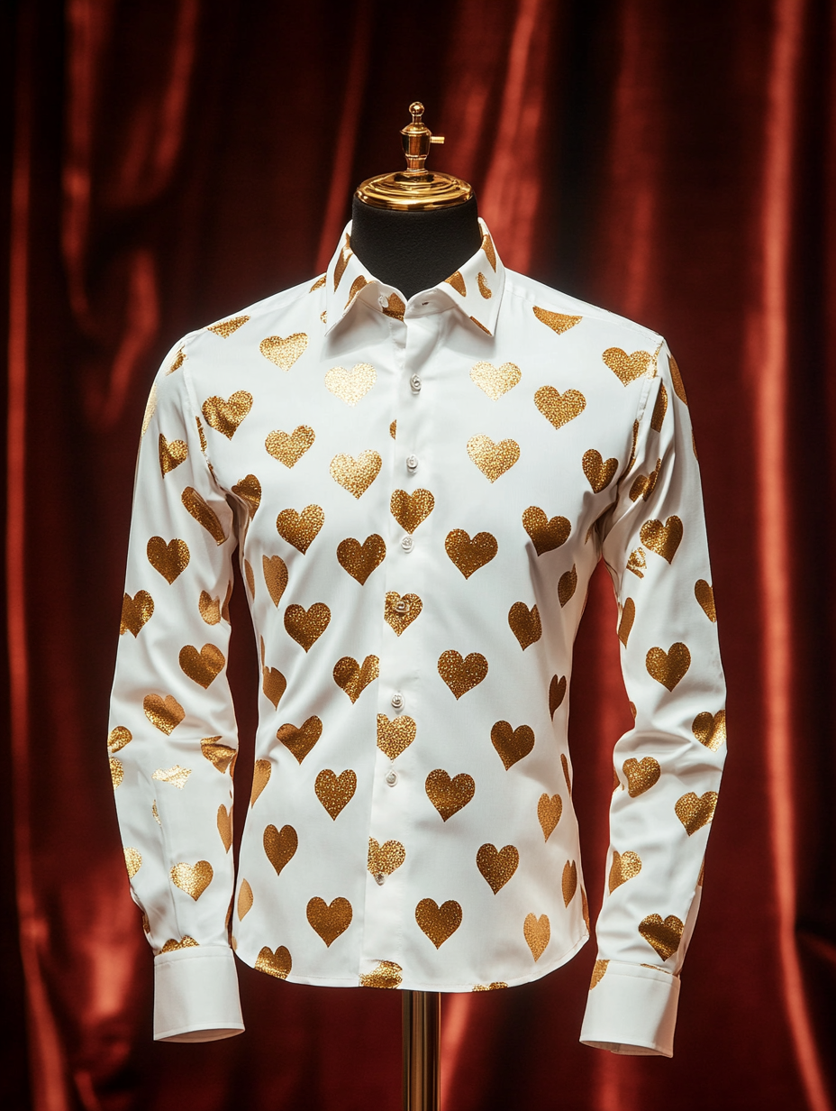 Men's Silk Valentine's Day Luxury Casual Long Sleeve Shirt