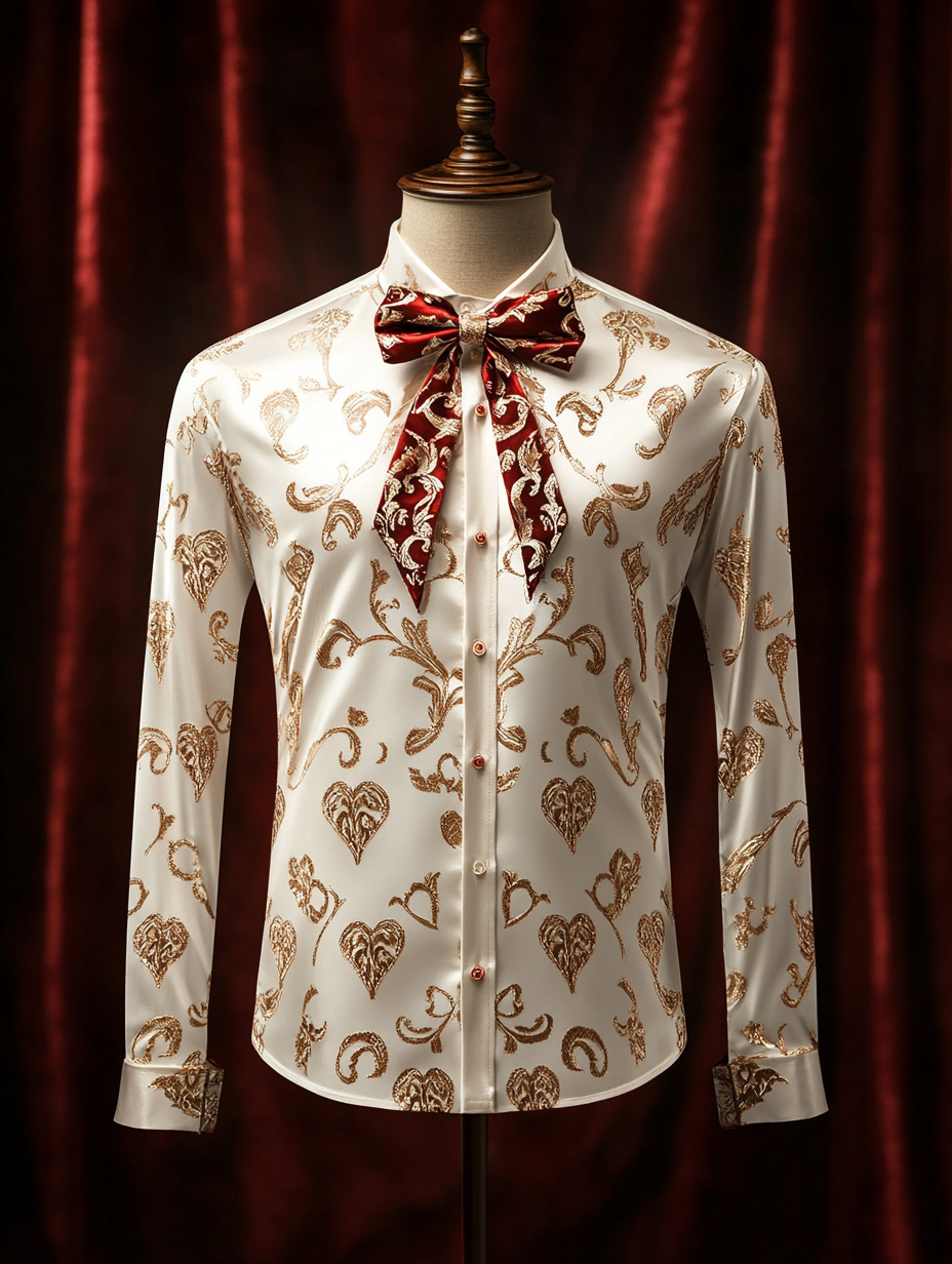 Men's Silk Valentine's Day Luxury Casual Long Sleeve Shirt