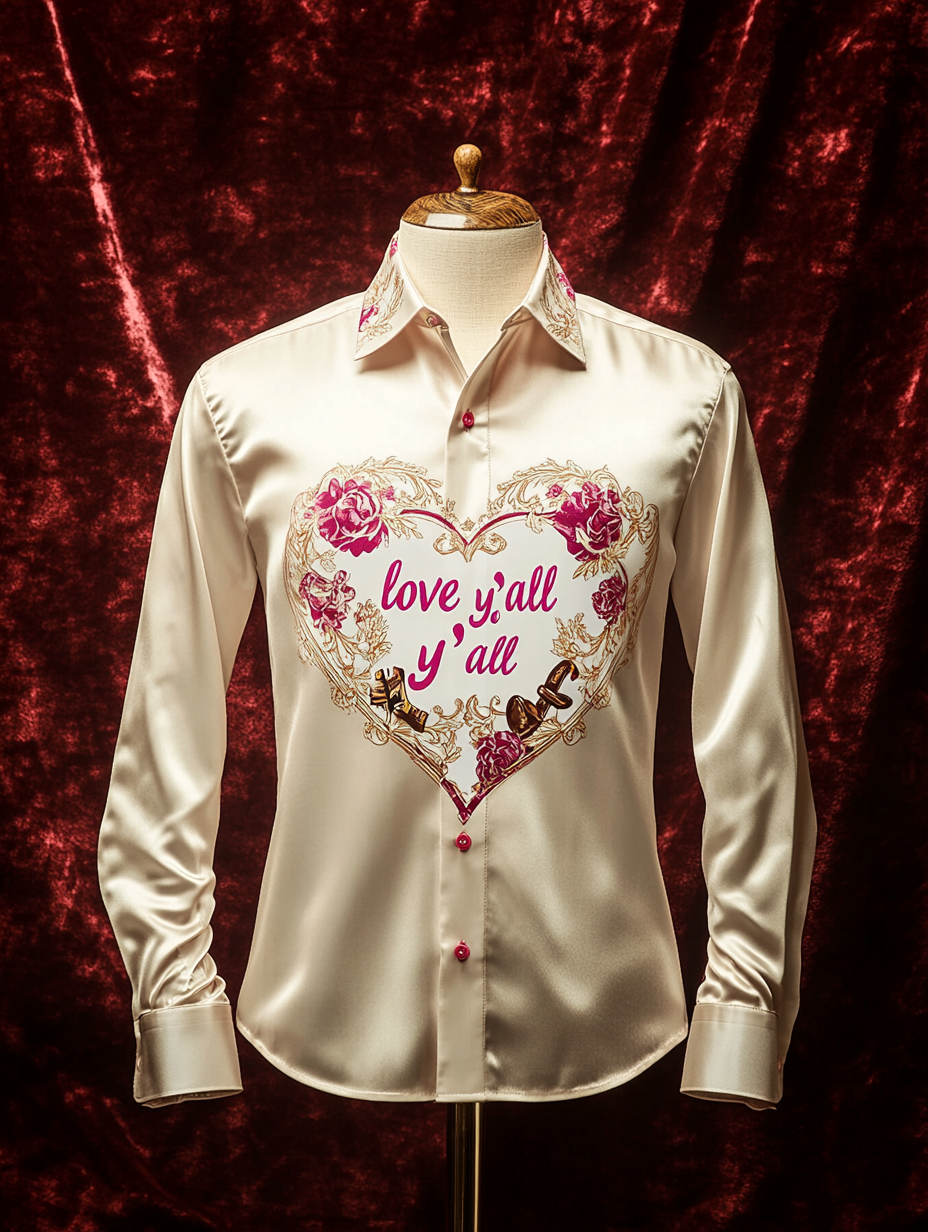 Men's Silk Valentine's Day Luxury Casual Long Sleeve Shirt
