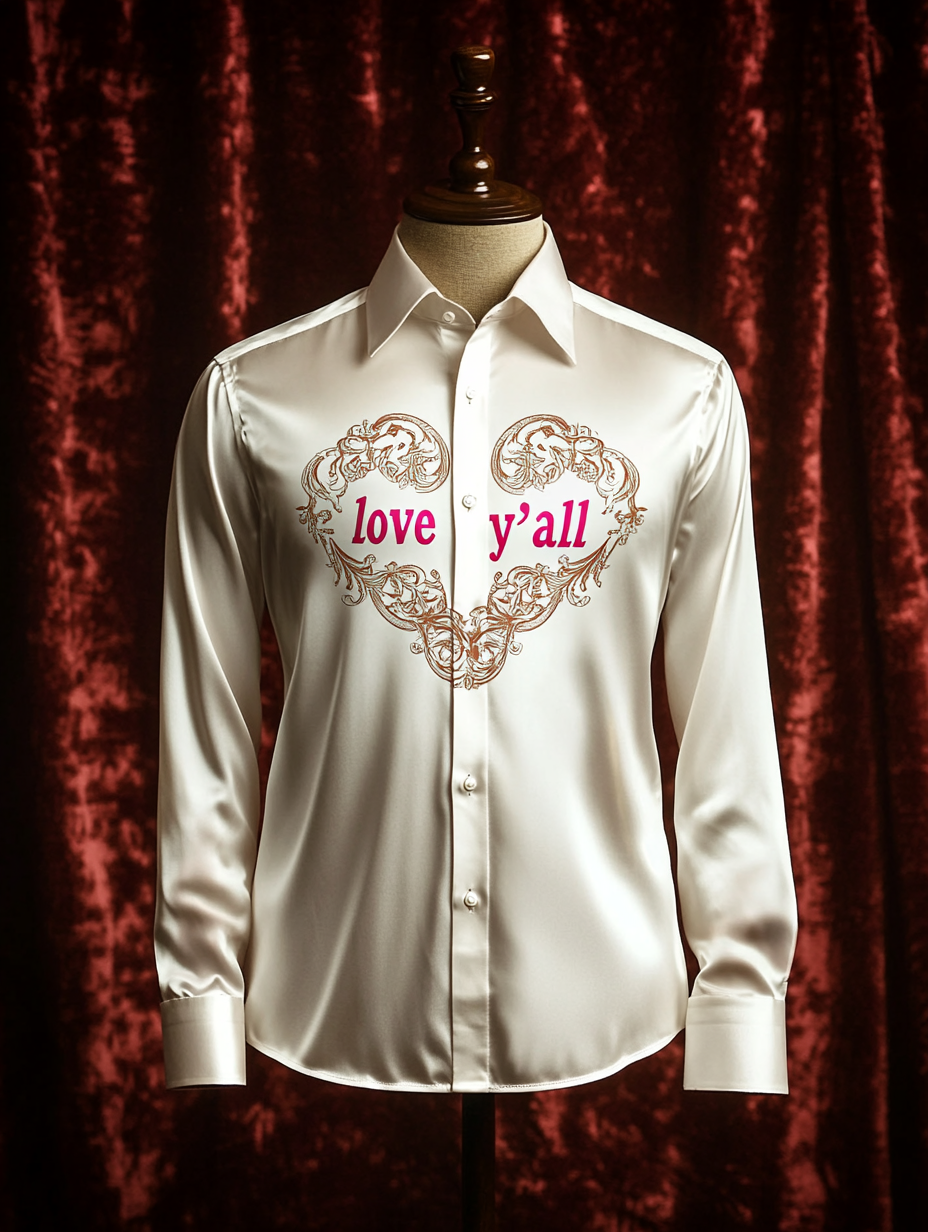 Men's Silk Valentine's Day Luxury Casual Long Sleeve Shirt