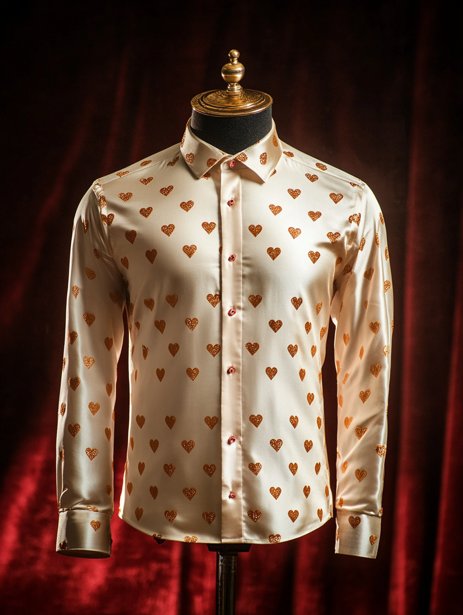 Men's Silk Valentine's Day Luxury Casual Long Sleeve Shirt