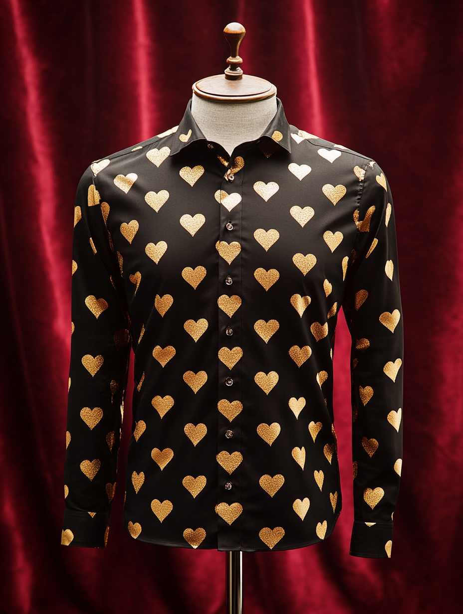 Men's Silk Valentine's Day Luxury Casual Long Sleeve Shirt