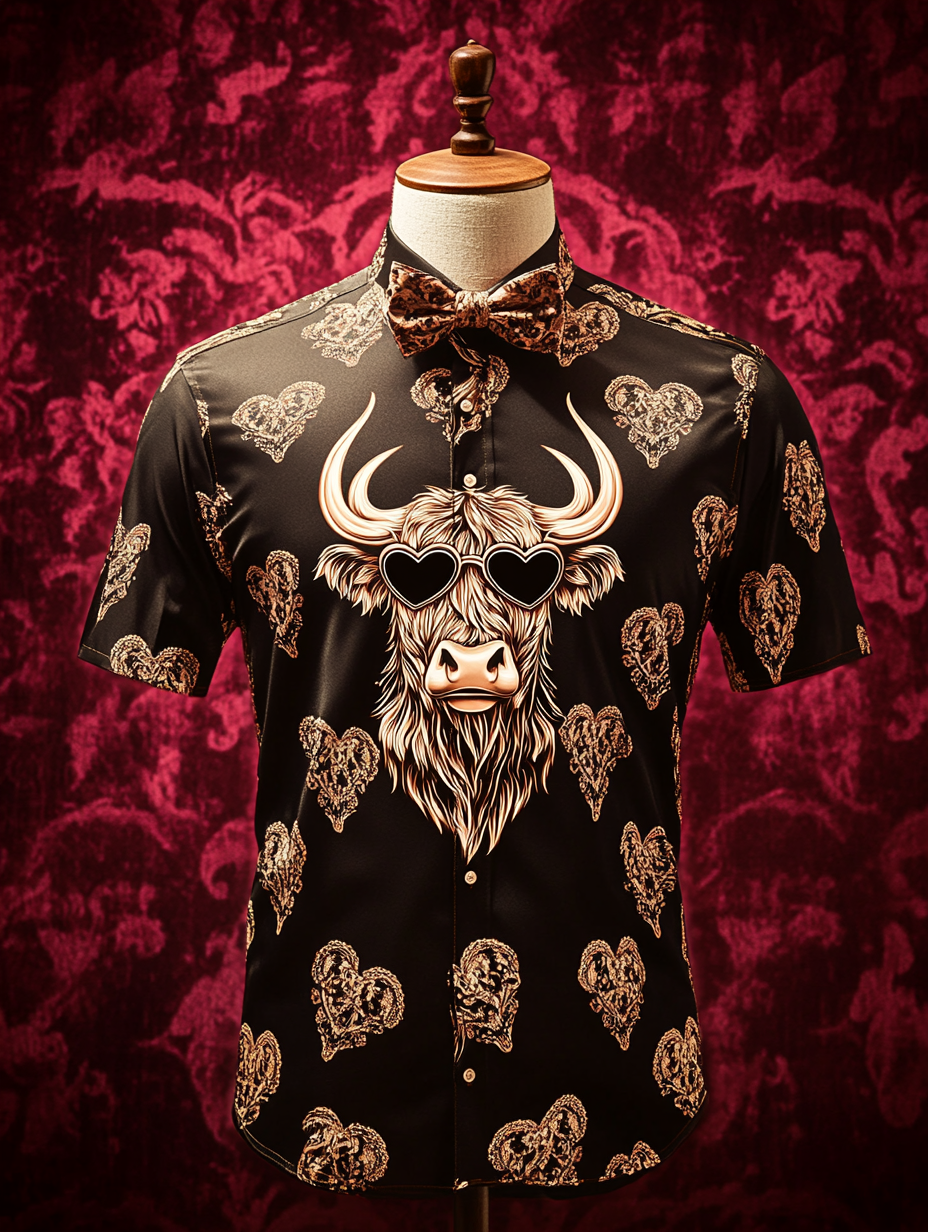 Men's Silk Valentine's Day Luxury Casual Short Sleeve Shirt