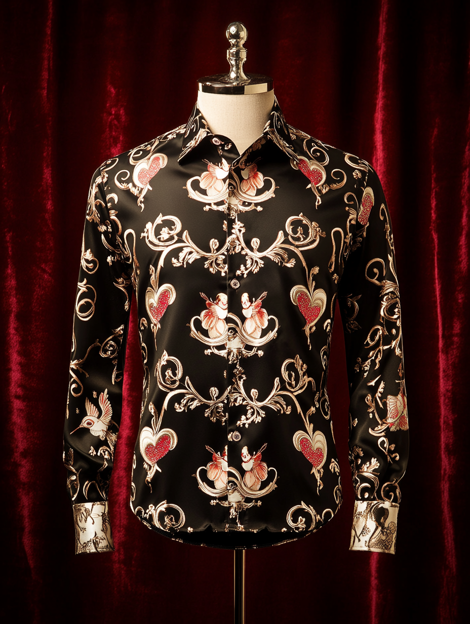 Men's Silk Valentine's Day Luxury Casual Long Sleeve Shirt