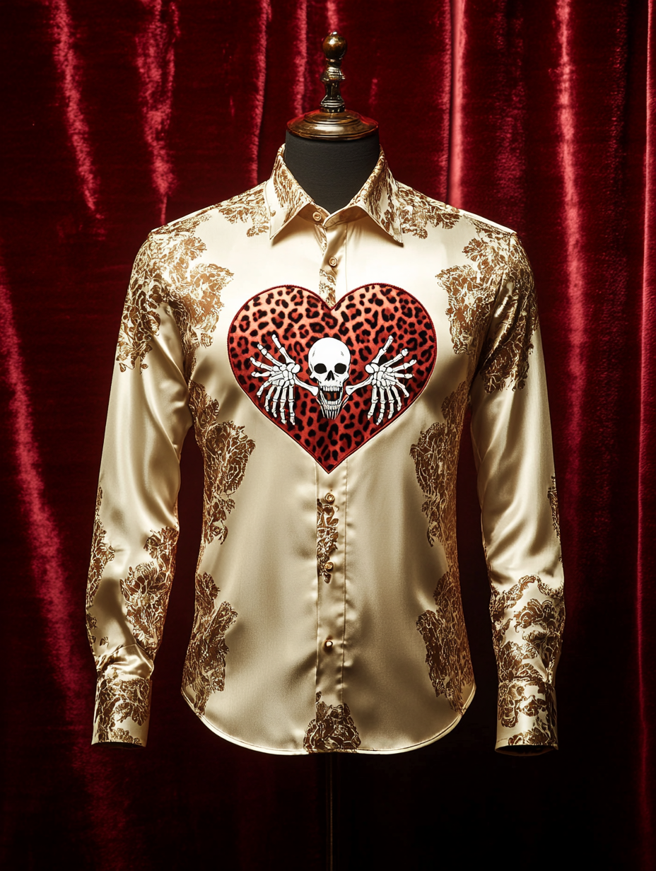 Men's Silk Valentine's Day Luxury Casual Long Sleeve Shirt