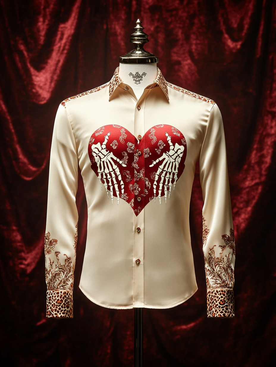 Men's Silk Valentine's Day Luxury Casual Long Sleeve Shirt