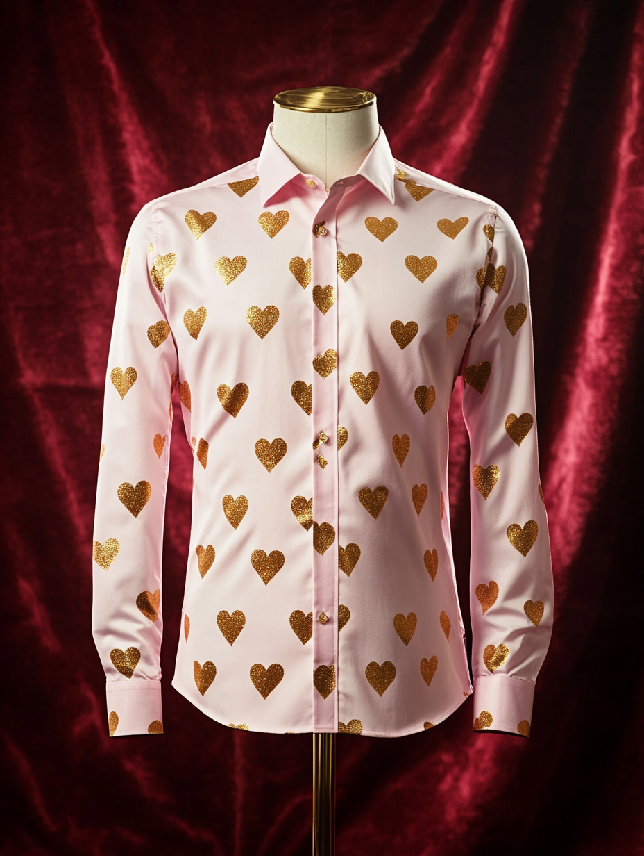 Men's Silk Valentine's Day Luxury Casual Long Sleeve Shirt