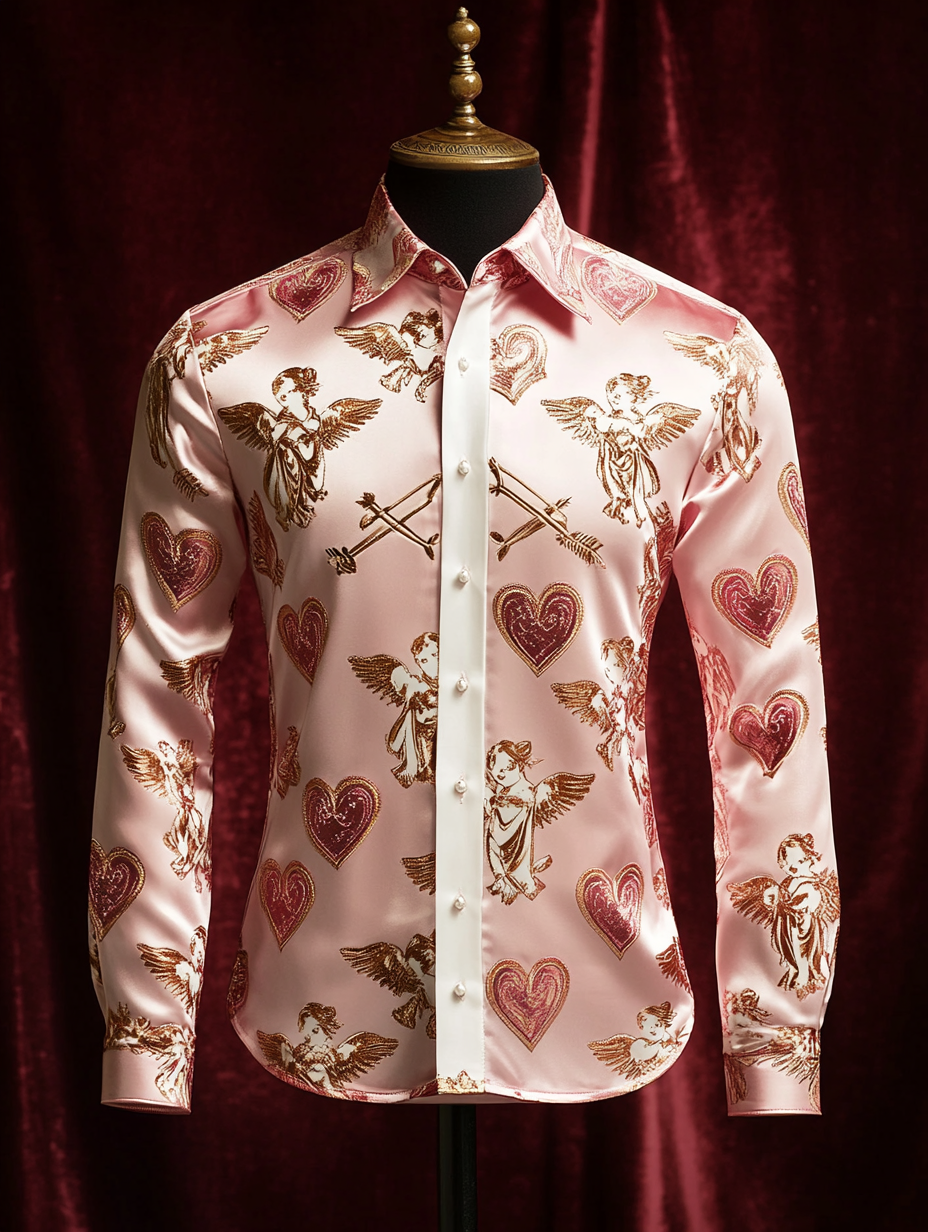 Men's Silk Valentine's Day Luxury Casual Long Sleeve Shirt
