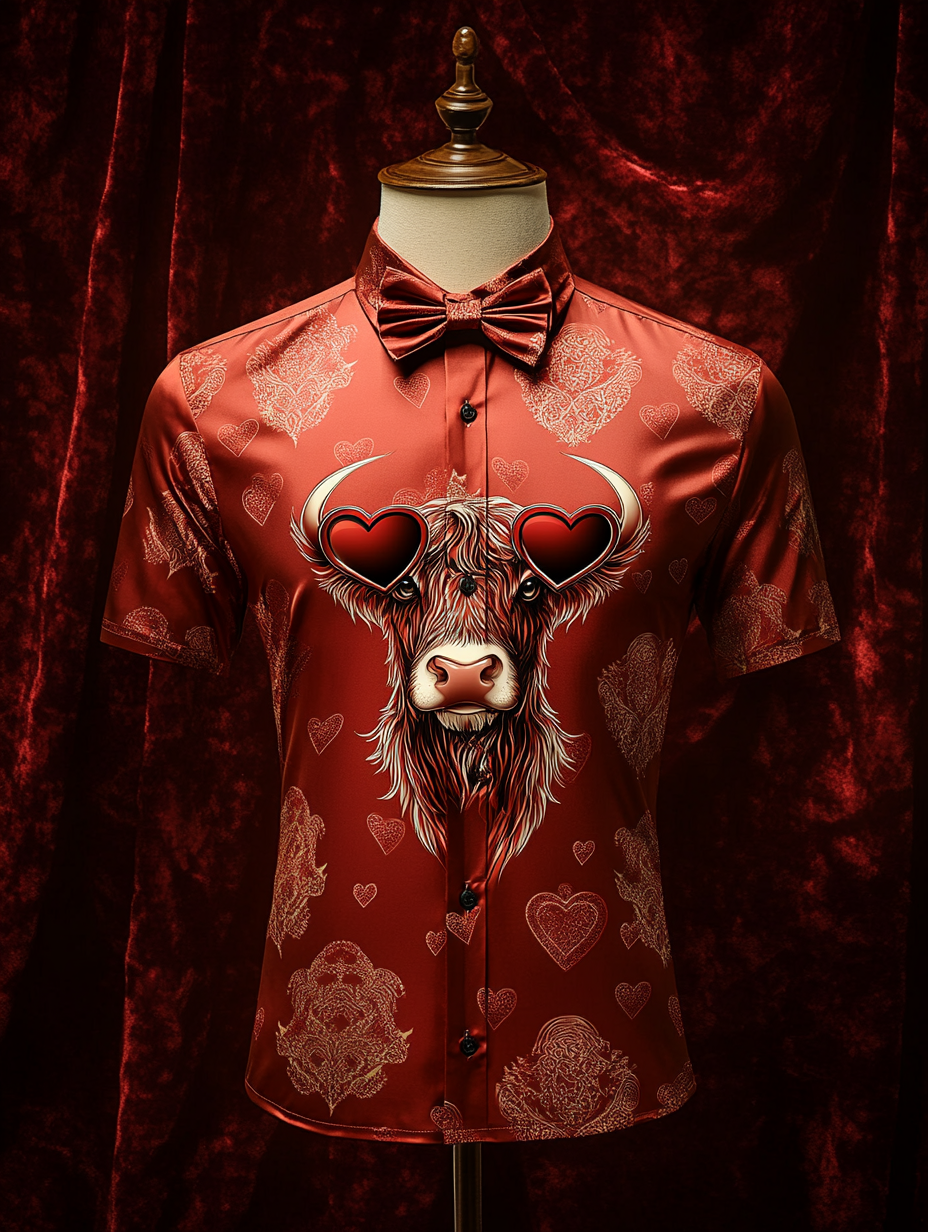 Men's Silk Valentine's Day Luxury Casual Long Sleeve Shirt