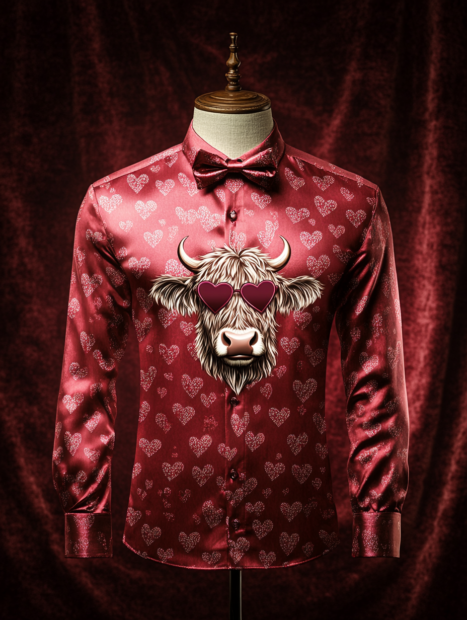 Men's Silk Valentine's Day Luxury Casual Long Sleeve Shirt