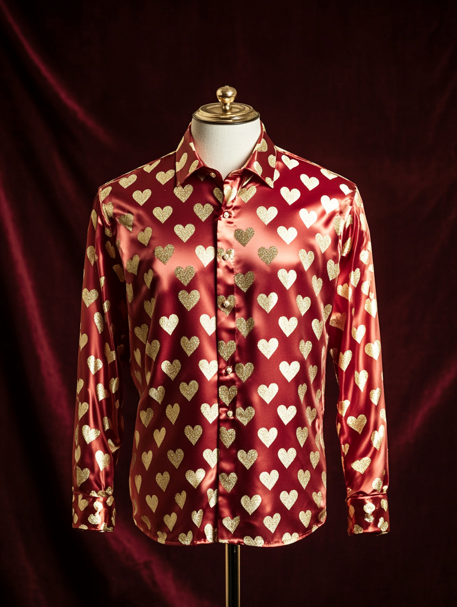 Men's Silk Valentine's Day Luxury Casual Long Sleeve Shirt