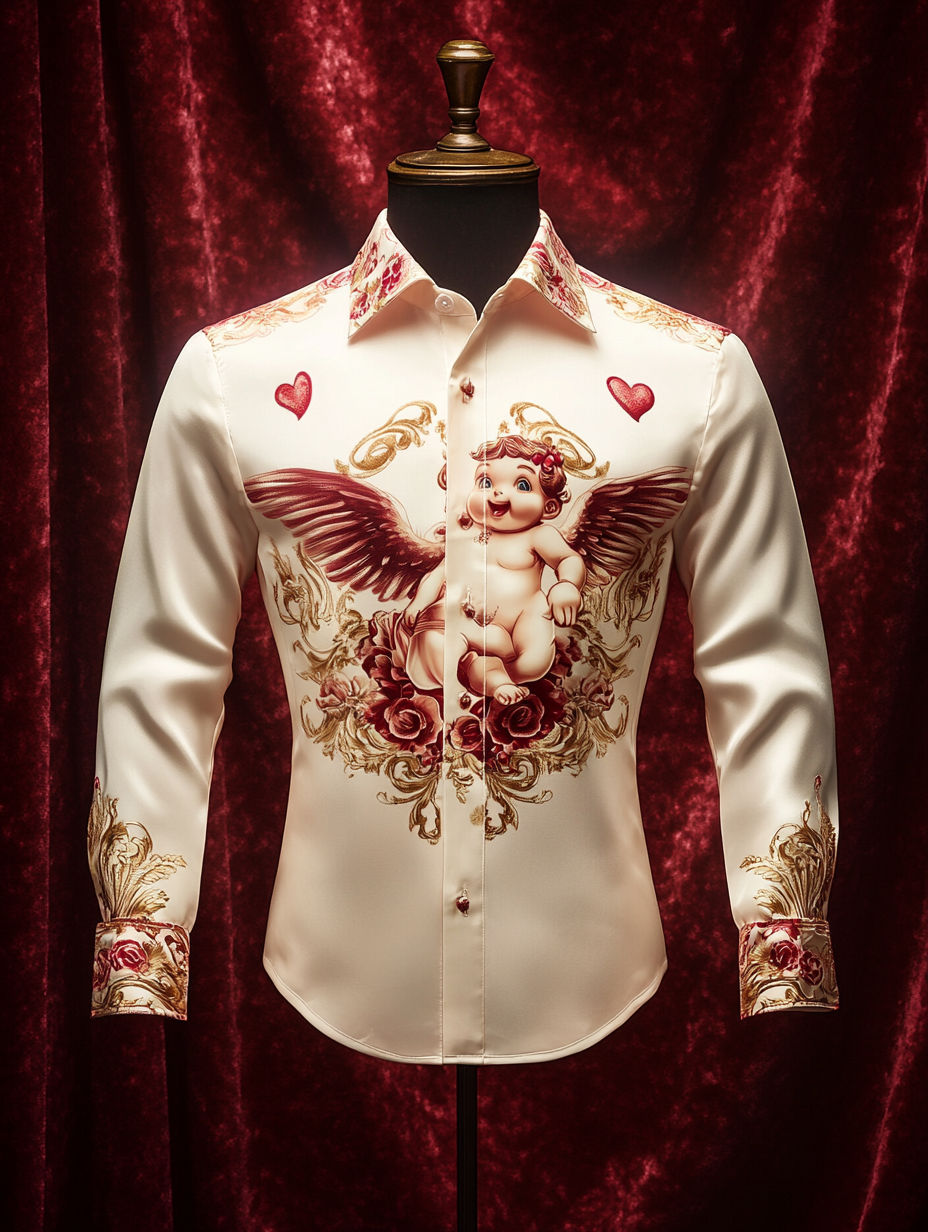 Men's Silk Valentine's Day Luxury Casual Long Sleeve Shirt