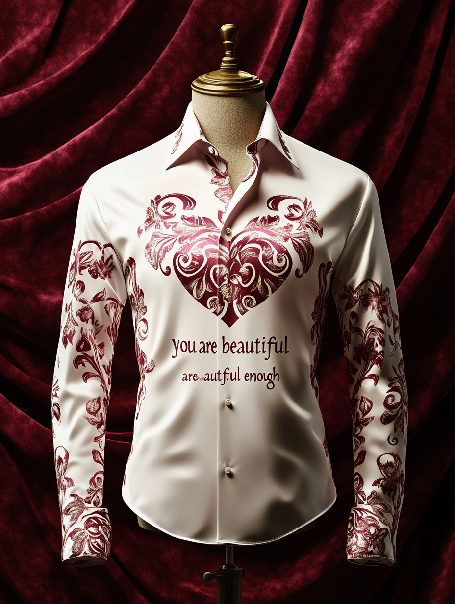 Men's Silk Valentine's Day Luxury Casual Long Sleeve Shirt