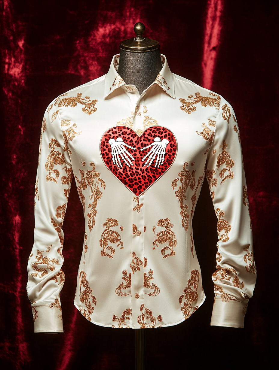 Men's Silk Valentine's Day Luxury Casual Long Sleeve Shirt