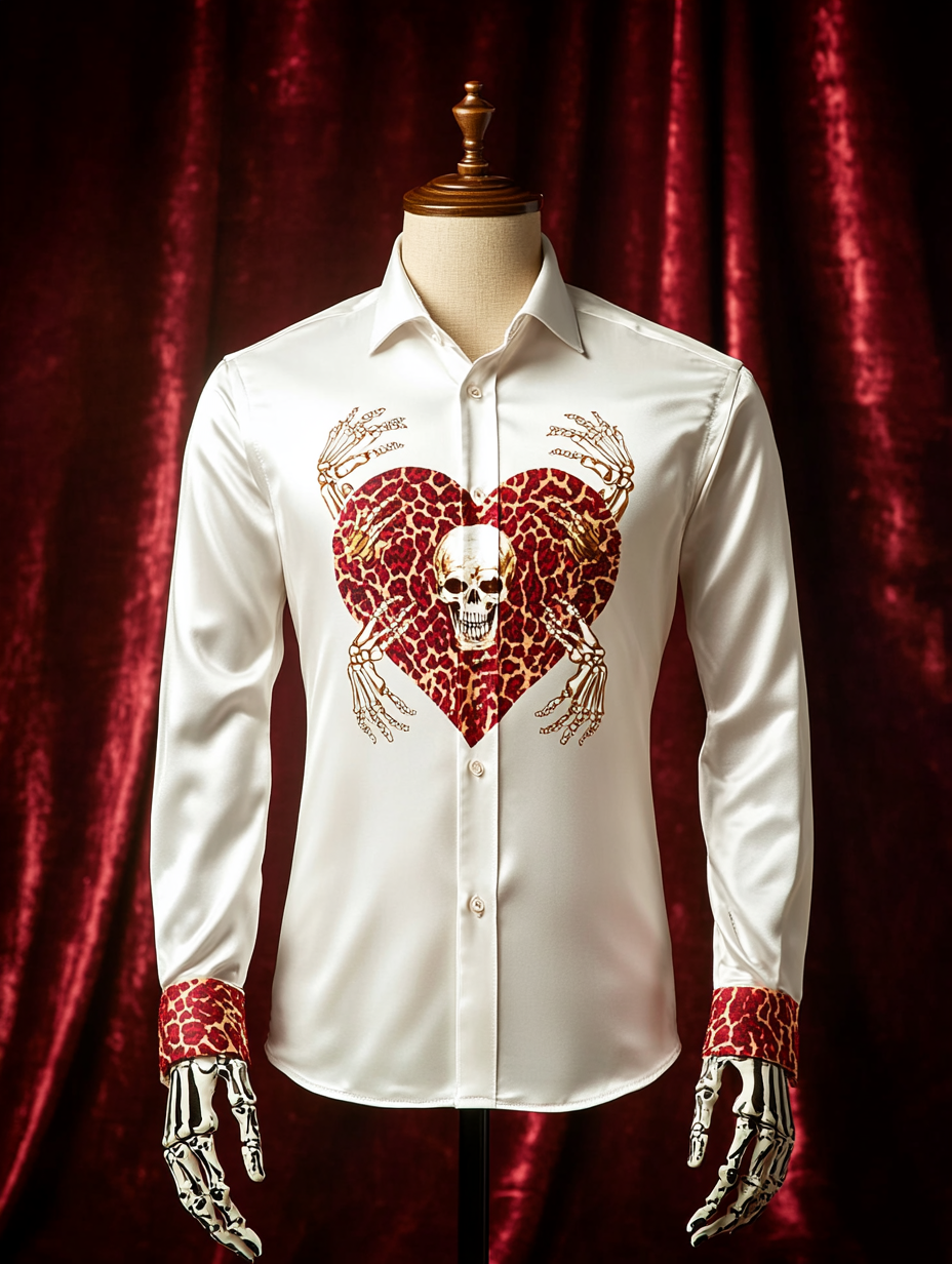 Men's Silk Valentine's Day Luxury Casual Long Sleeve Shirt