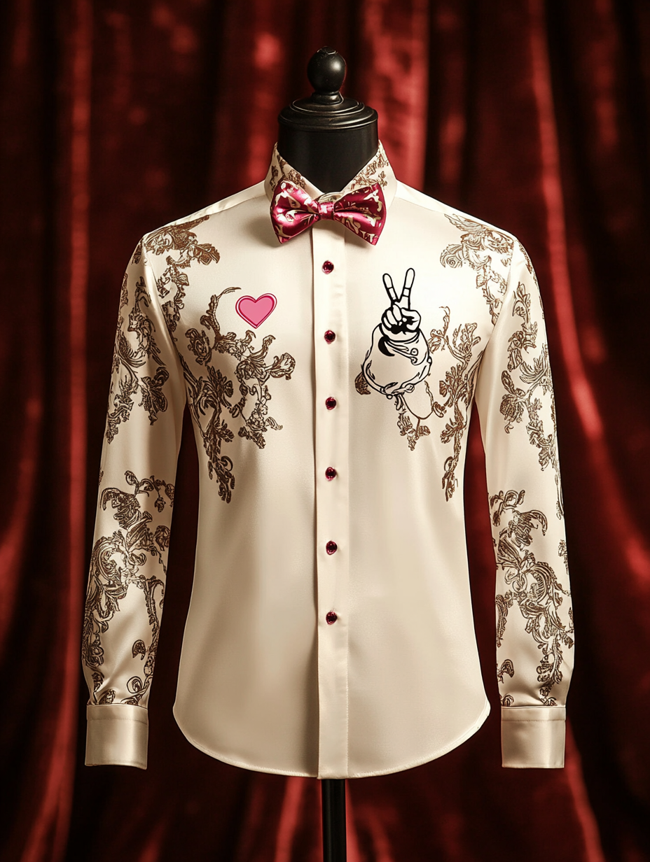 Men's Silk Valentine's Day Luxury Casual Long Sleeve Shirt