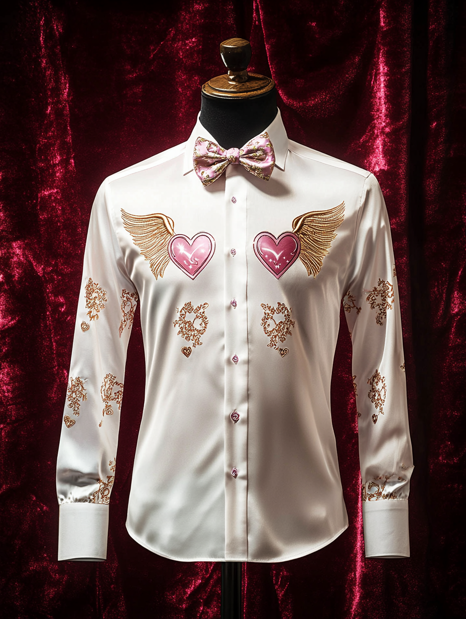 Men's Silk Valentine's Day Luxury Casual Long Sleeve Shirt