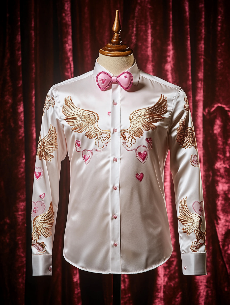 Men's Silk Valentine's Day Luxury Casual Long Sleeve Shirt
