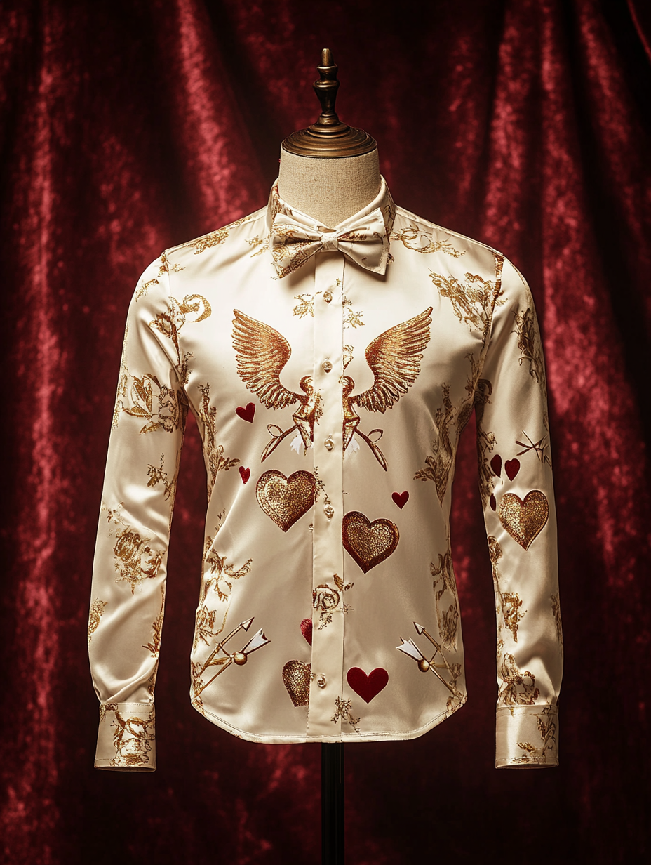 Men's Silk Valentine's Day Luxury Casual Long Sleeve Shirt