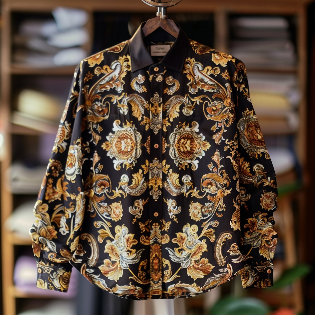 Baroque Luxury VIP men's fashion high quality long sleeve shirt