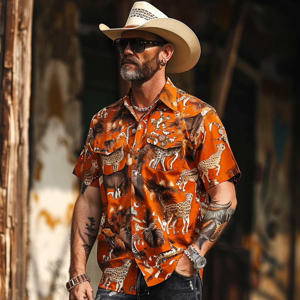 Western Styles Animal style High Elasticity Long Sleeve Shirt