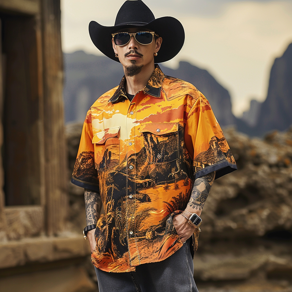 Western Styles Animal style High Elasticity Long Sleeve Shirt