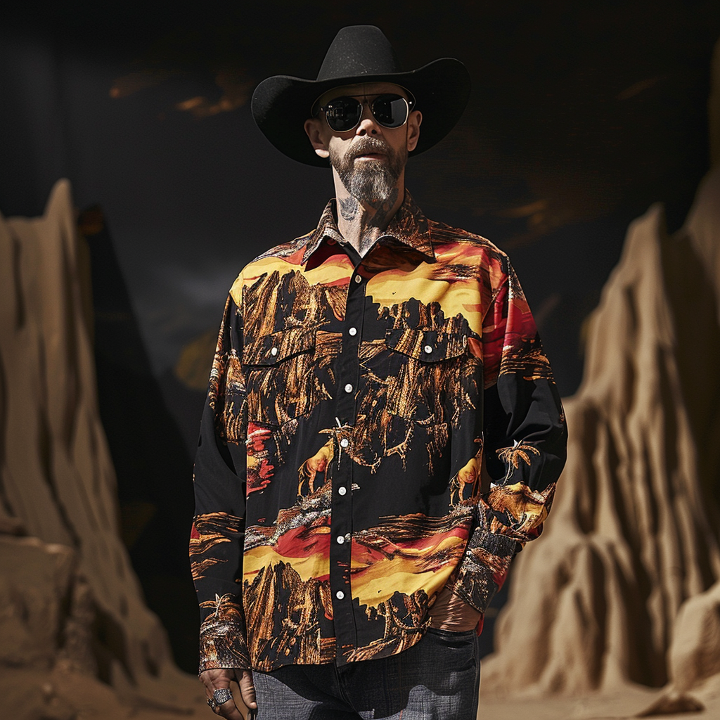 Western Styles Animal style High Elasticity Long Sleeve Shirt