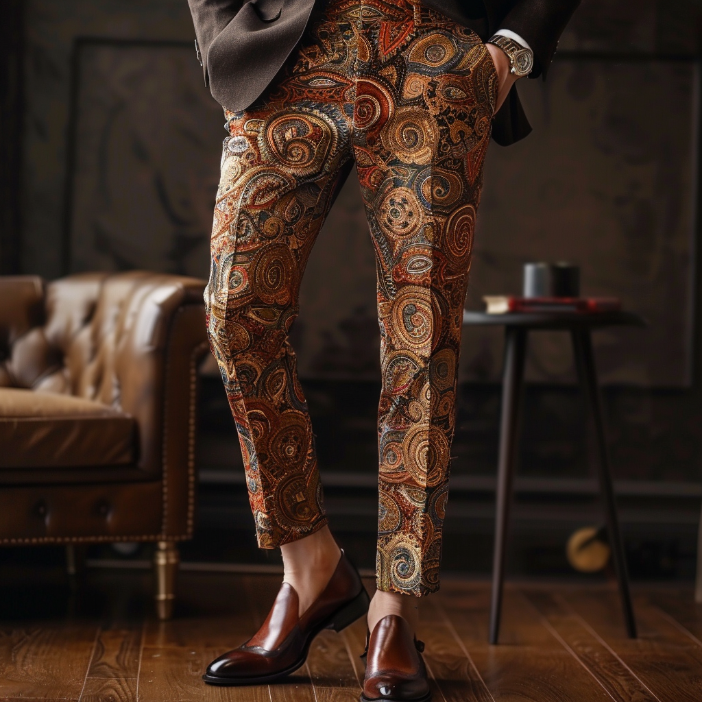 Luxury Men's Unique Fashion Casual Suit Pants High Elasticity