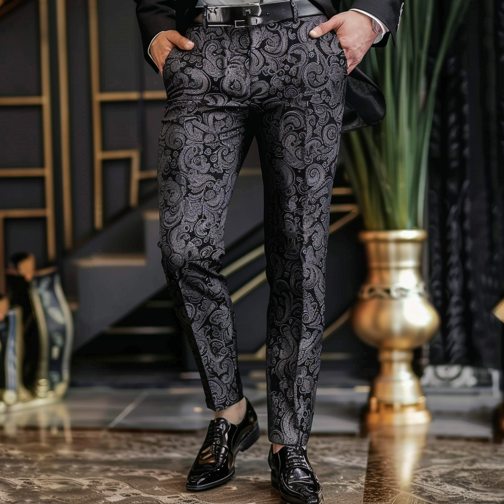 Luxury Men's Unique Fashion Casual Suit Pants High Elasticity
