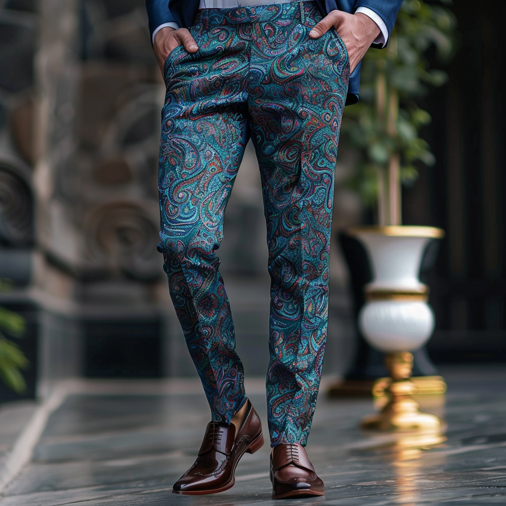 Luxury Men's Unique Fashion Casual Suit Pants High Elasticity