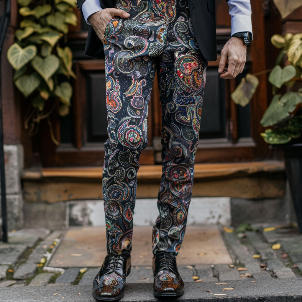 Luxury Men's Unique Fashion Casual Suit Pants High Elasticity