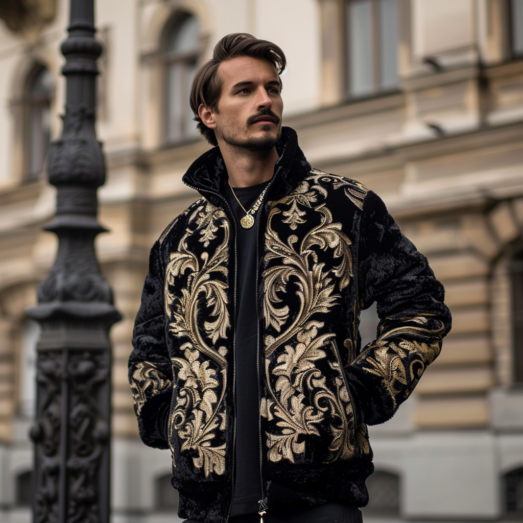 Baroque Western Vintage Sweater Jacket Hoodies High quality High elasticity