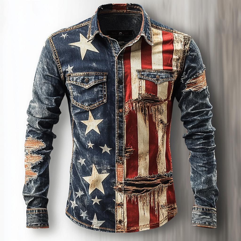 USA American Western Styles Premium High Elasticity Long Sleeve Shirt