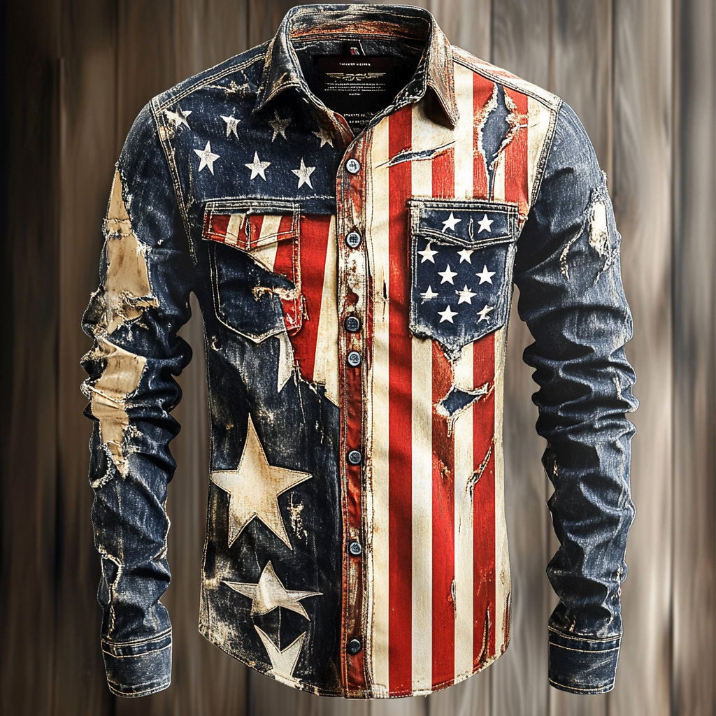 USA American Western Styles Premium High Elasticity Long Sleeve Shirt