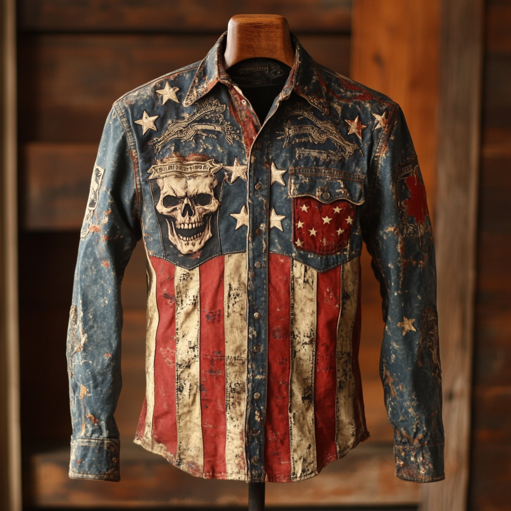 Skull Western Styles Premium High Elasticity Long Sleeve Shirt