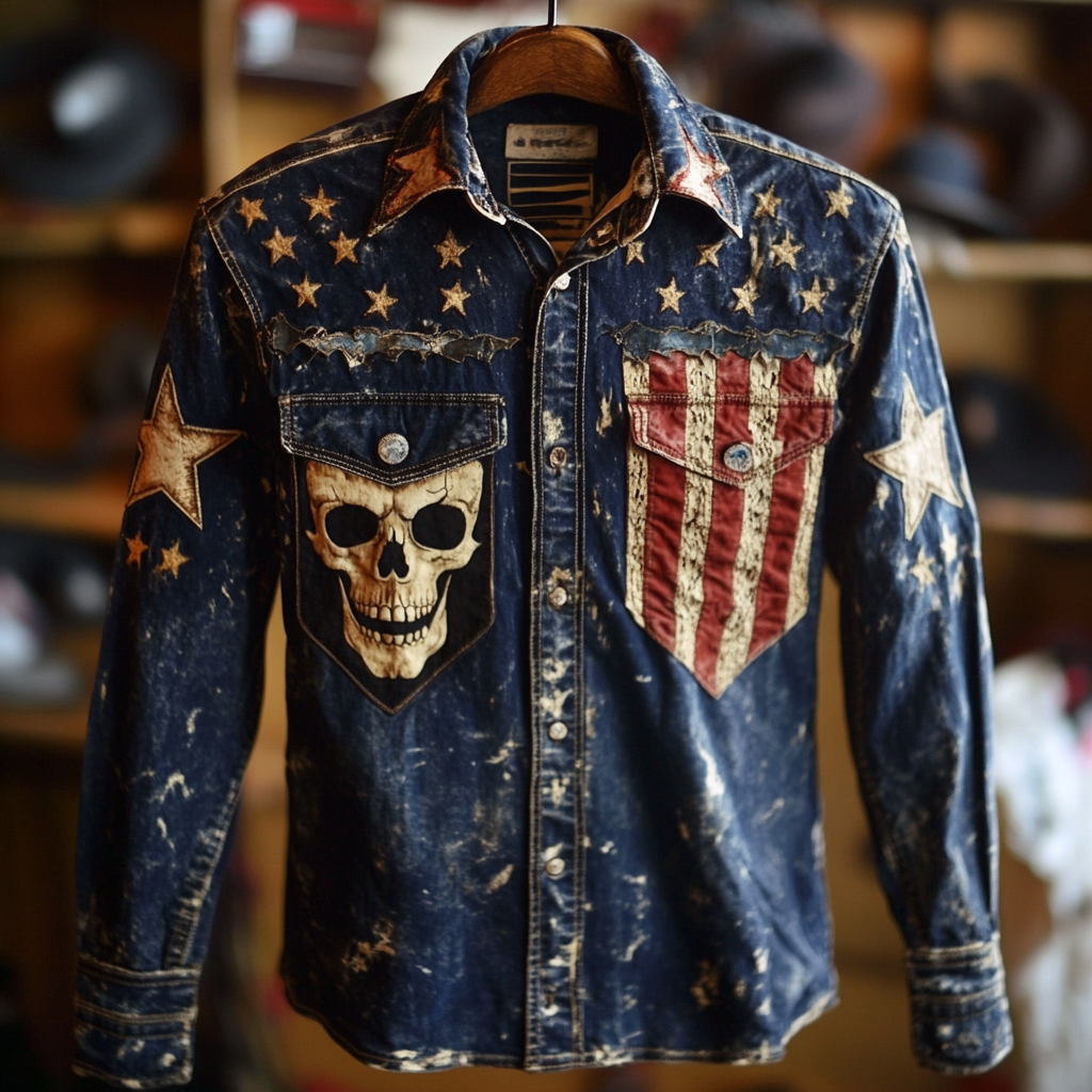 Skull Western Styles Premium High Elasticity Long Sleeve Shirt