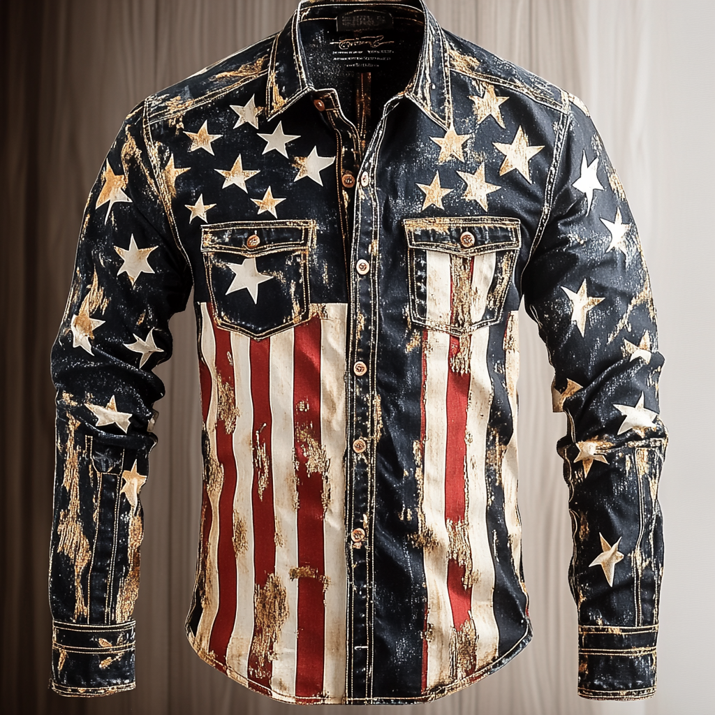 USA American Western Styles Premium High Elasticity Long Sleeve Shirt
