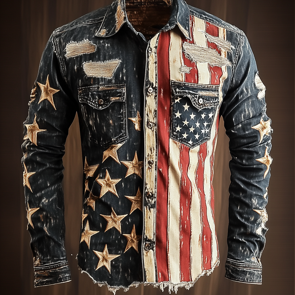 USA American Western Styles Premium High Elasticity Long Sleeve Shirt