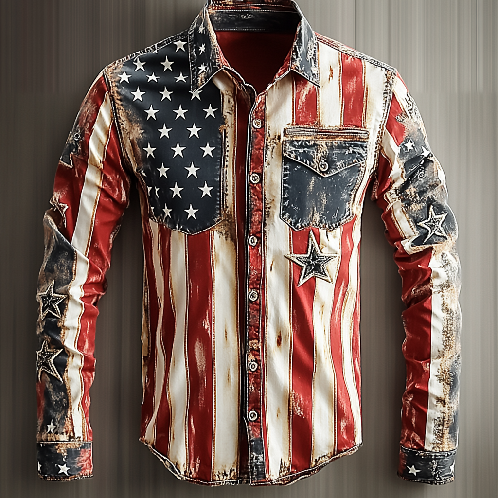 USA American Western Styles Premium High Elasticity Long Sleeve Shirt